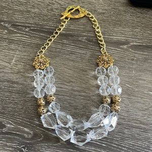 Glass and metal beaded necklace
